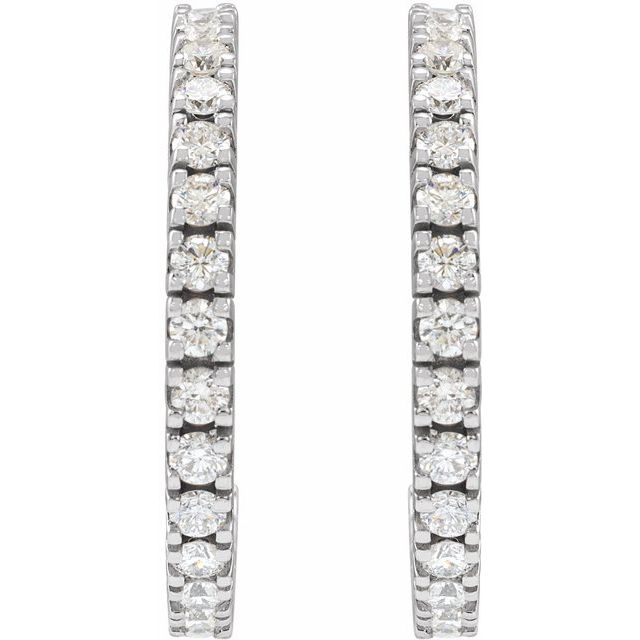 14K 1 5/8 CTW Lab-Grown Diamond Hoop Earrings