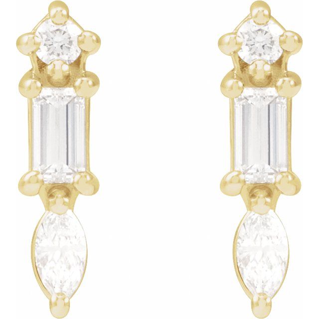 14K 1/6 CTW Natural Diamond Bar Earrings