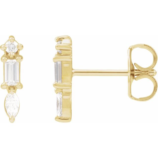 14K 1/6 CTW Natural Diamond Bar Earrings