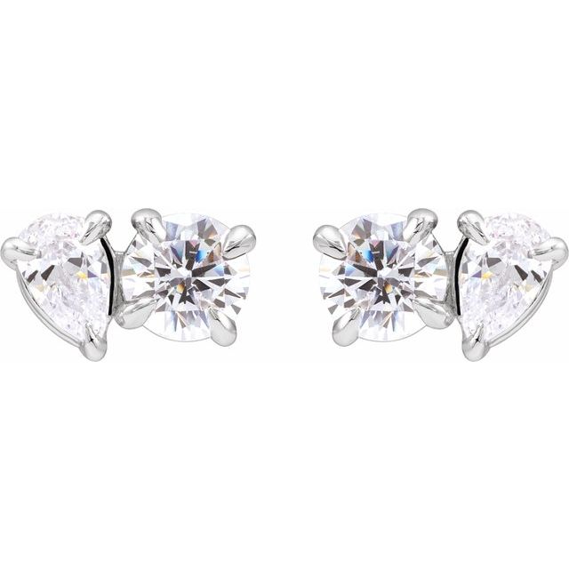 14K 1 1/6 CTW Lab-Grown Diamond Two-Stone Stud Earrings