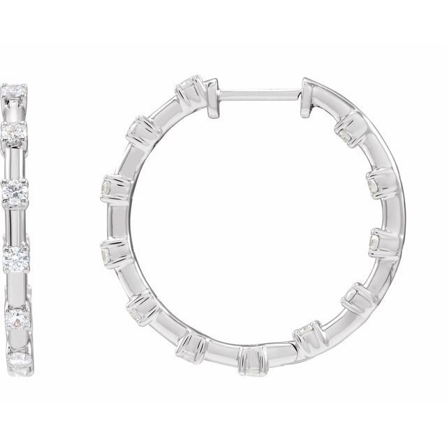 14K 1 CTW Lab-Grown Diamond Inside-Outside Hoop Earrings