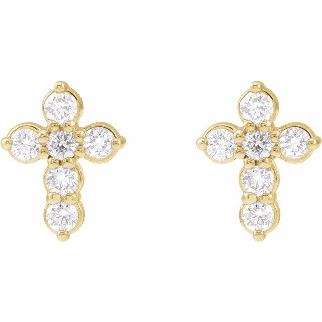 14K 1/6 CTW Lab-Grown Diamond Cross Earrings