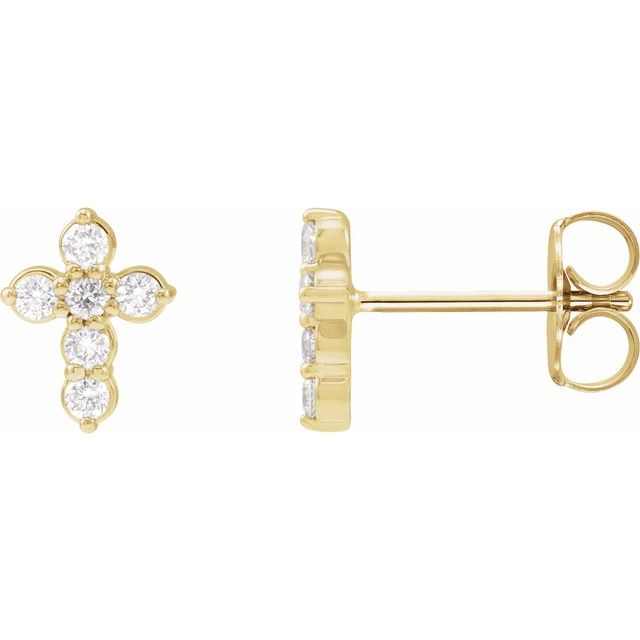 14K 1/6 CTW Lab-Grown Diamond Cross Earrings