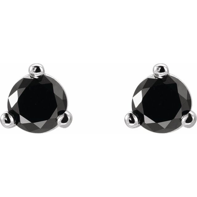 14K 1/8 CTW Natural Black Diamond Earrings