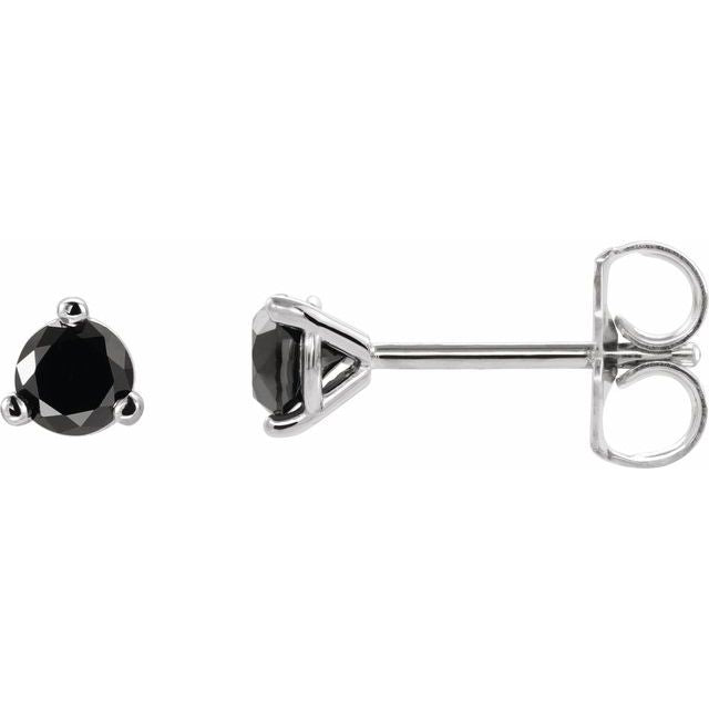 14K 1/8 CTW Natural Black Diamond Earrings
