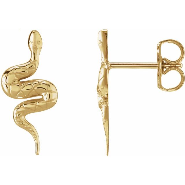 14K Pair Snake Friction Back Earring