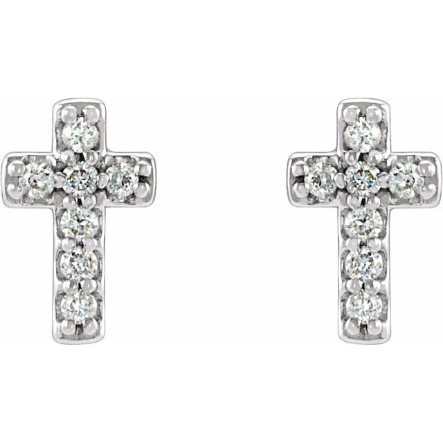 14K .06 CTW Natural Diamond Cross Earrings