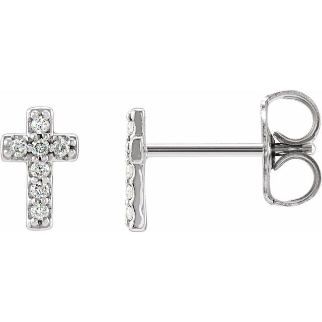 14K .06 CTW Natural Diamond Cross Earrings