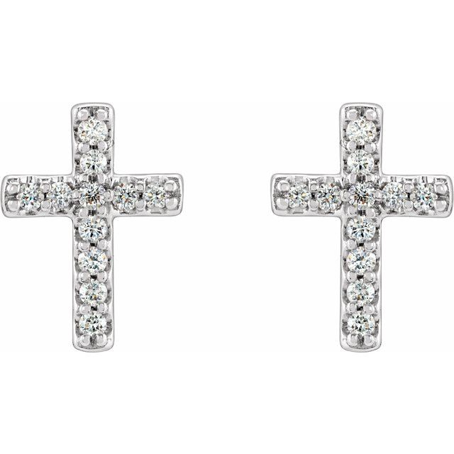 14K .08 CTW Natural Diamond Cross Earrings