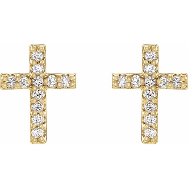 14K .05 CTW Natural Diamond Cross Earrings