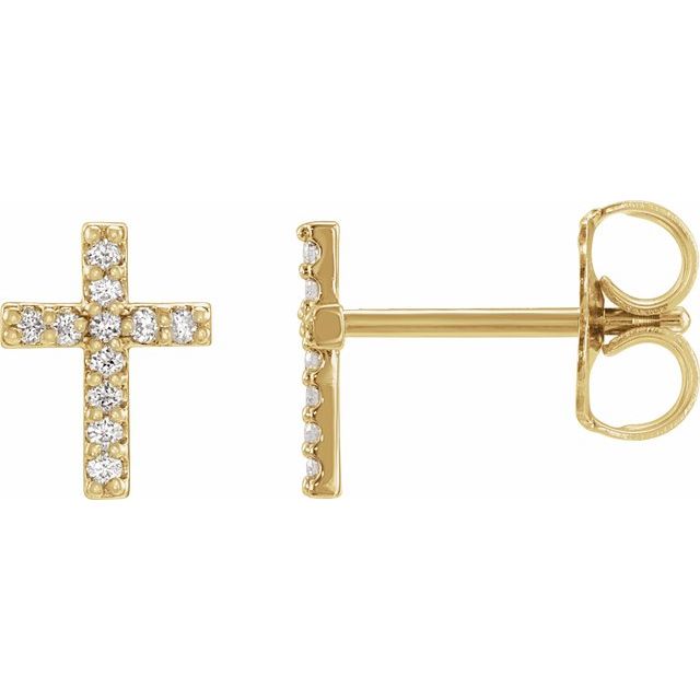 14K .05 CTW Natural Diamond Cross Earrings