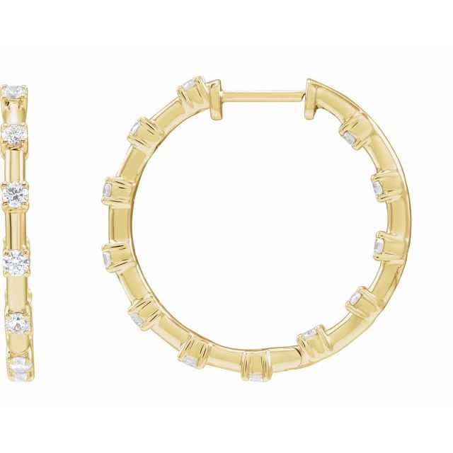 14K 1 CTW Lab-Grown Diamond Inside-Outside Hoop Earrings