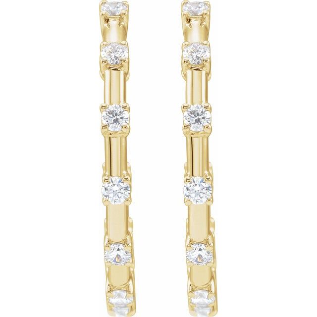 14K 1 CTW Lab-Grown Diamond Inside-Outside Hoop Earrings