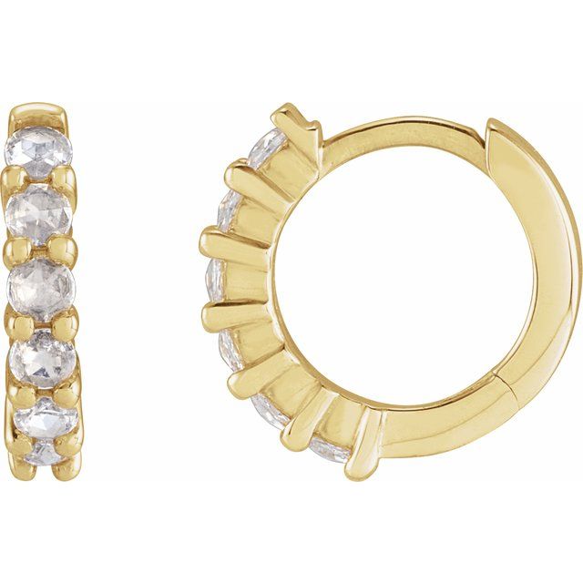 14K 1/5 CTW -Cut Natural Diamond Hinged Hoop Earrings