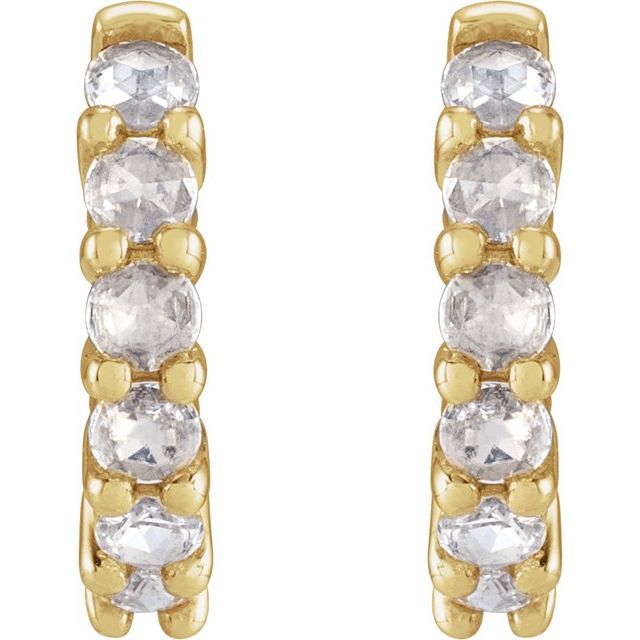 14K 1/5 CTW -Cut Natural Diamond Hinged Hoop Earrings