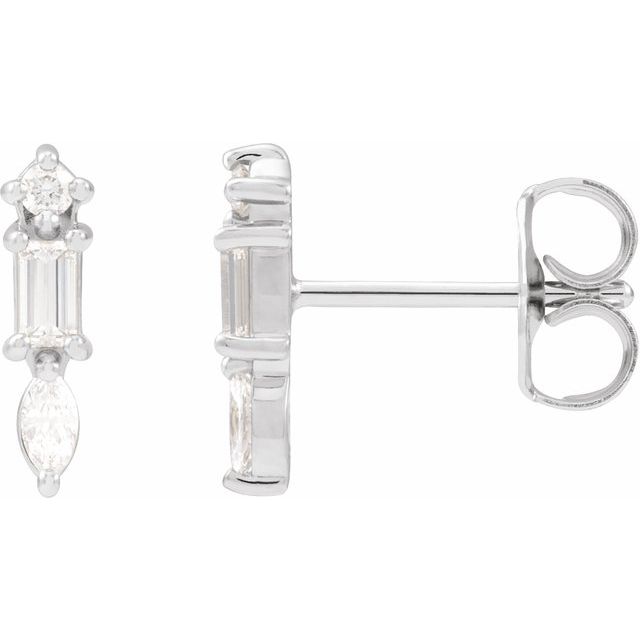 14K 1/6 CTW Natural Diamond Bar Earrings