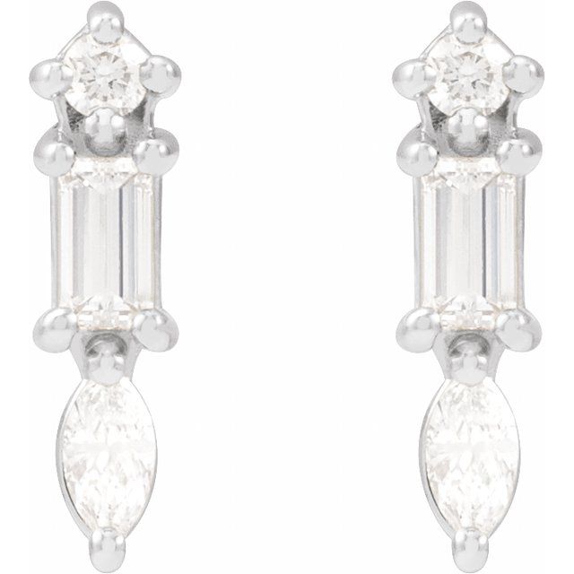 14K 1/6 CTW Natural Diamond Bar Earrings