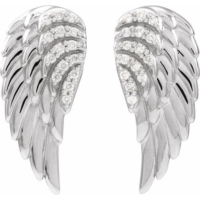 14K .07 CTW Natural Diamond Angel Wing Earrings