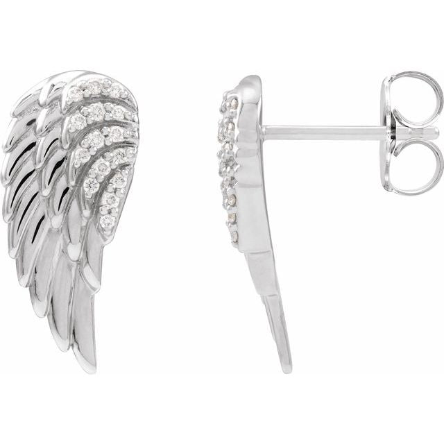 14K .07 CTW Natural Diamond Angel Wing Earrings