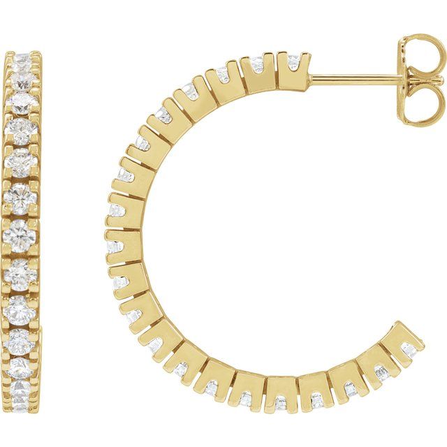 14K 1 5/8 CTW Lab-Grown Diamond Hoop Earrings