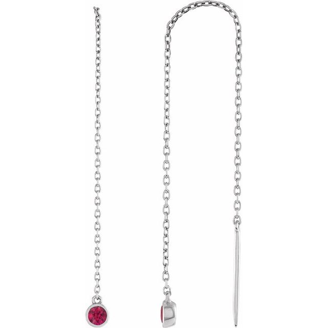 14K Natural Ruby Chain Earrings