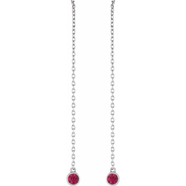 14K Natural Ruby Chain Earrings