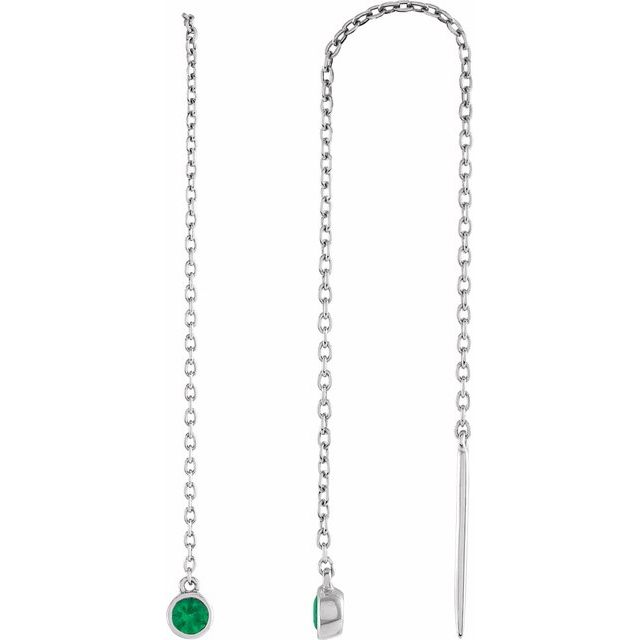 14K Natural Emerald Chain Earrings