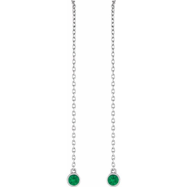 14K Natural Emerald Chain Earrings