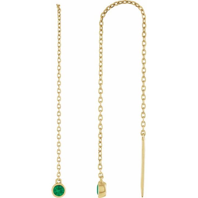 14K Natural Emerald Chain Earrings