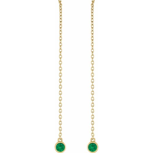 14K Natural Emerald Chain Earrings