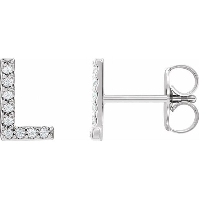 14K .04 CTW Natural Diamond Initial L Earring