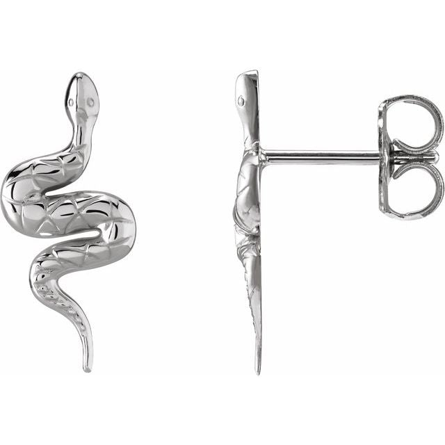 Sterling Silver Pair Snake Friction Back Earring