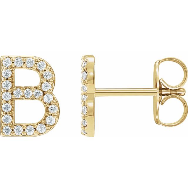 14K .08 CTW Natural Diamond Initial B Earring
