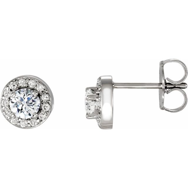 14K 3/8 CTW Natural Diamond Halo-Style Earrings
