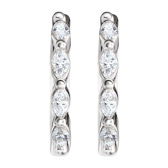 14K 1/6 CTW Natural Diamond Hoop Earrings