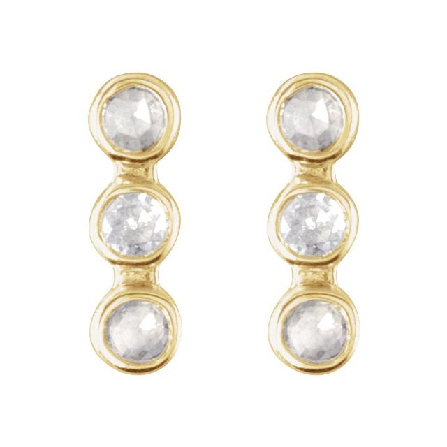 14K -Cut .05 CTW Natural Diamond Three-Stone Bar Earrings