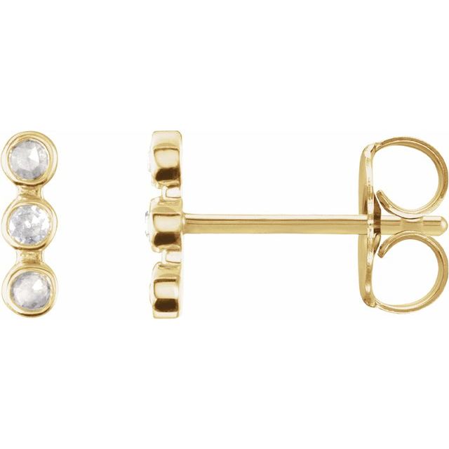 14K -Cut .05 CTW Natural Diamond Three-Stone Bar Earrings