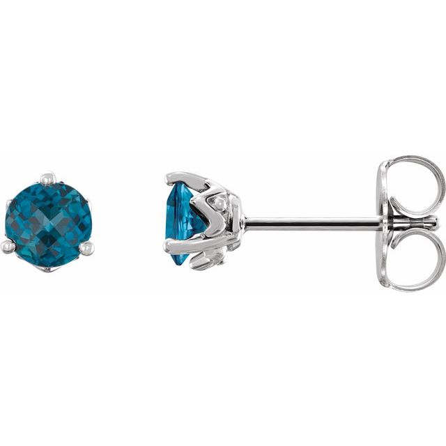 14K Natural London Blue Topaz Earrings