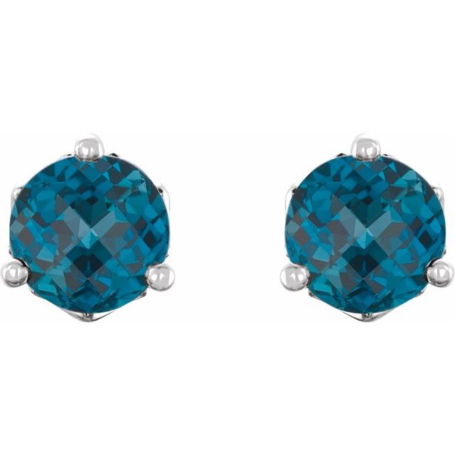 14K Natural London Blue Topaz Earrings