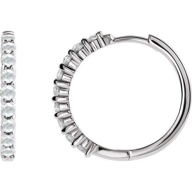 14K 1/3 CTW -Cut Natural Diamond Hinged Hoop Earrings