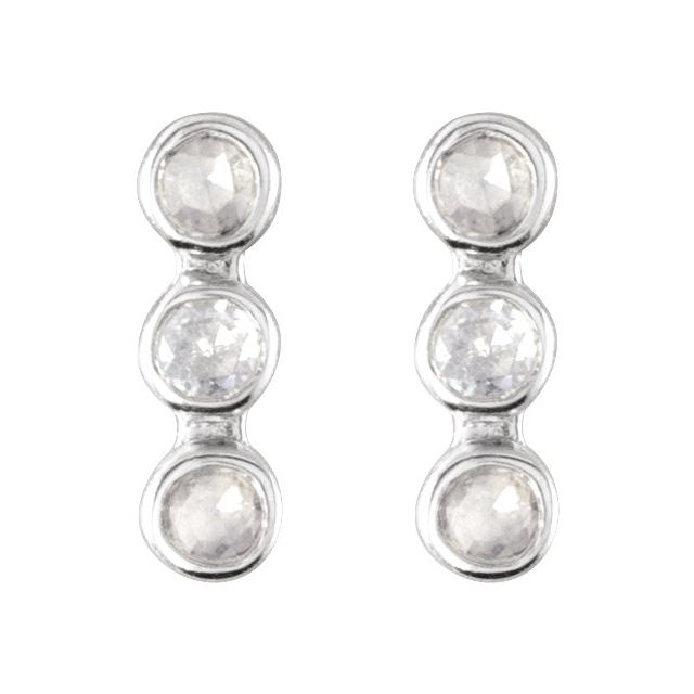 14K -Cut .05 CTW Natural Diamond Three-Stone Bar Earrings