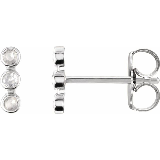 14K -Cut .05 CTW Natural Diamond Three-Stone Bar Earrings