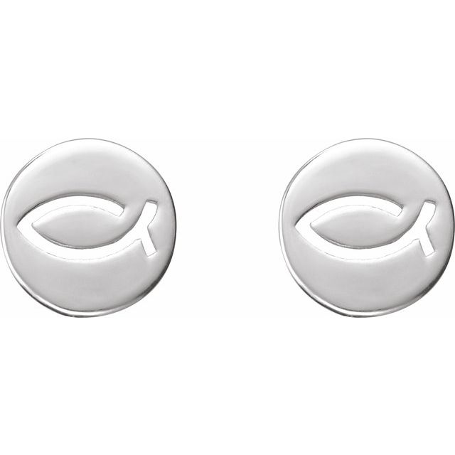 14K Petite Ichthus Fish Earrings