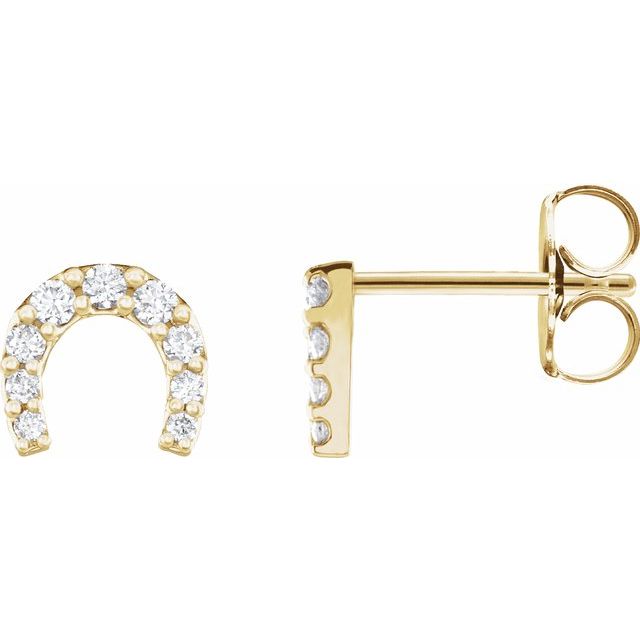 14K 1/6 CTW Natural Diamond Horseshoe Earrings