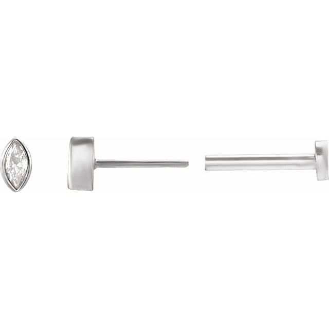 14K .07 CT Natural Diamond Press Fit Back Stud Earring