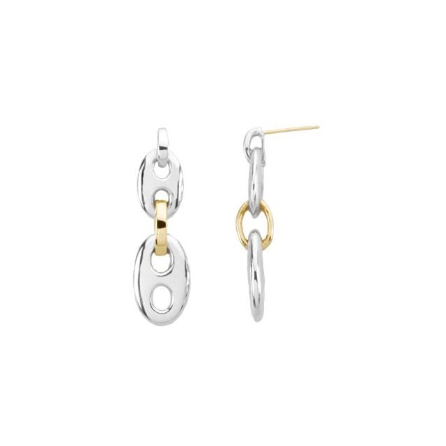 Sterling Silver & 14K Marine Link Earring