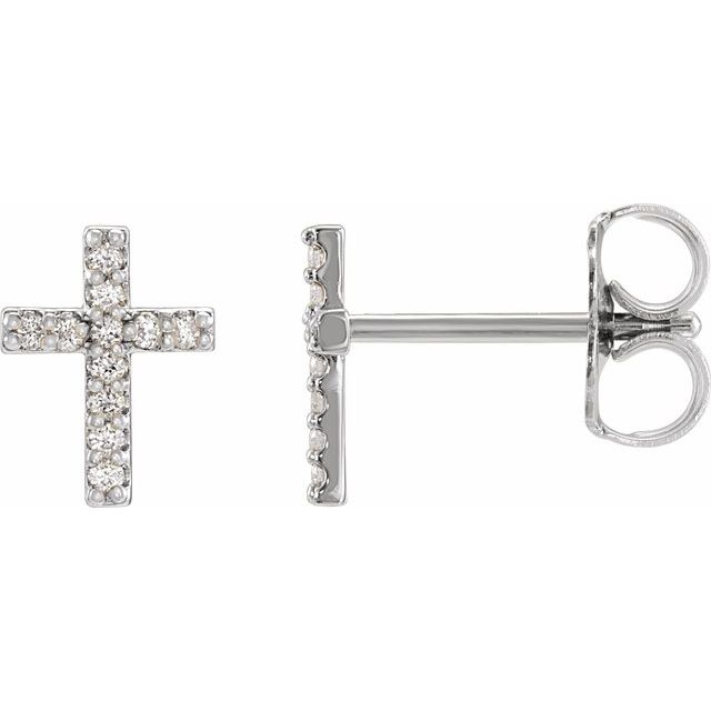 14K .05 CTW Natural Diamond Cross Earrings