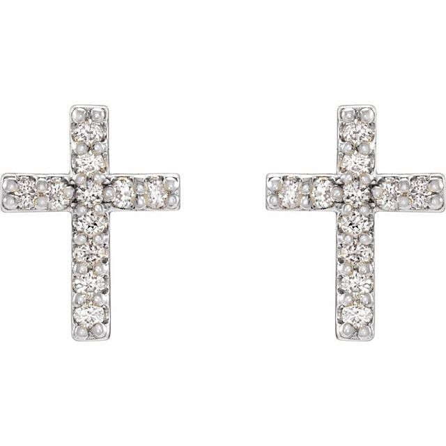 14K .05 CTW Natural Diamond Cross Earrings