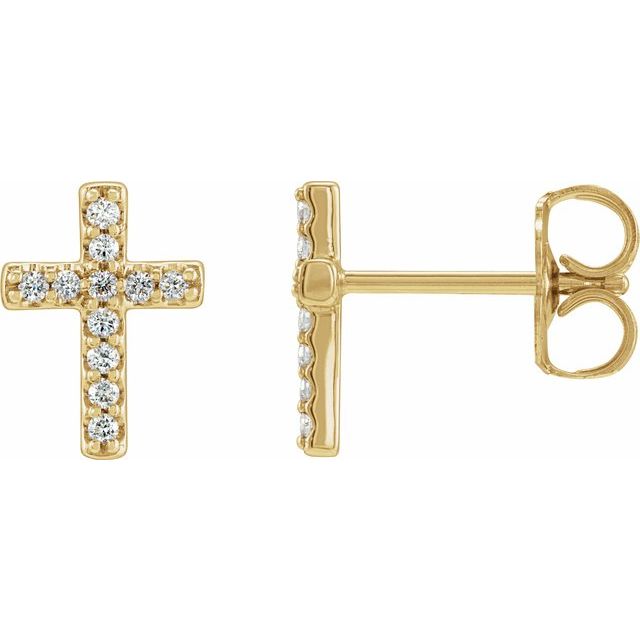 14K .08 CTW Natural Diamond Cross Earrings