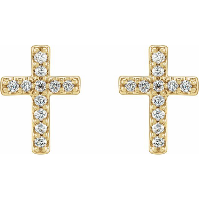 14K .08 CTW Natural Diamond Cross Earrings